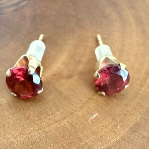 Gold (14K) and Garnet Stud Earrings